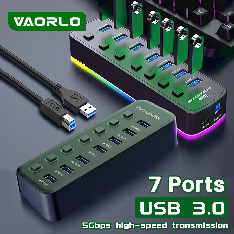 RGB USB 3.0 Hub 7 Ports Daten  – Esports Gaming Splitter Bewertung und Preis